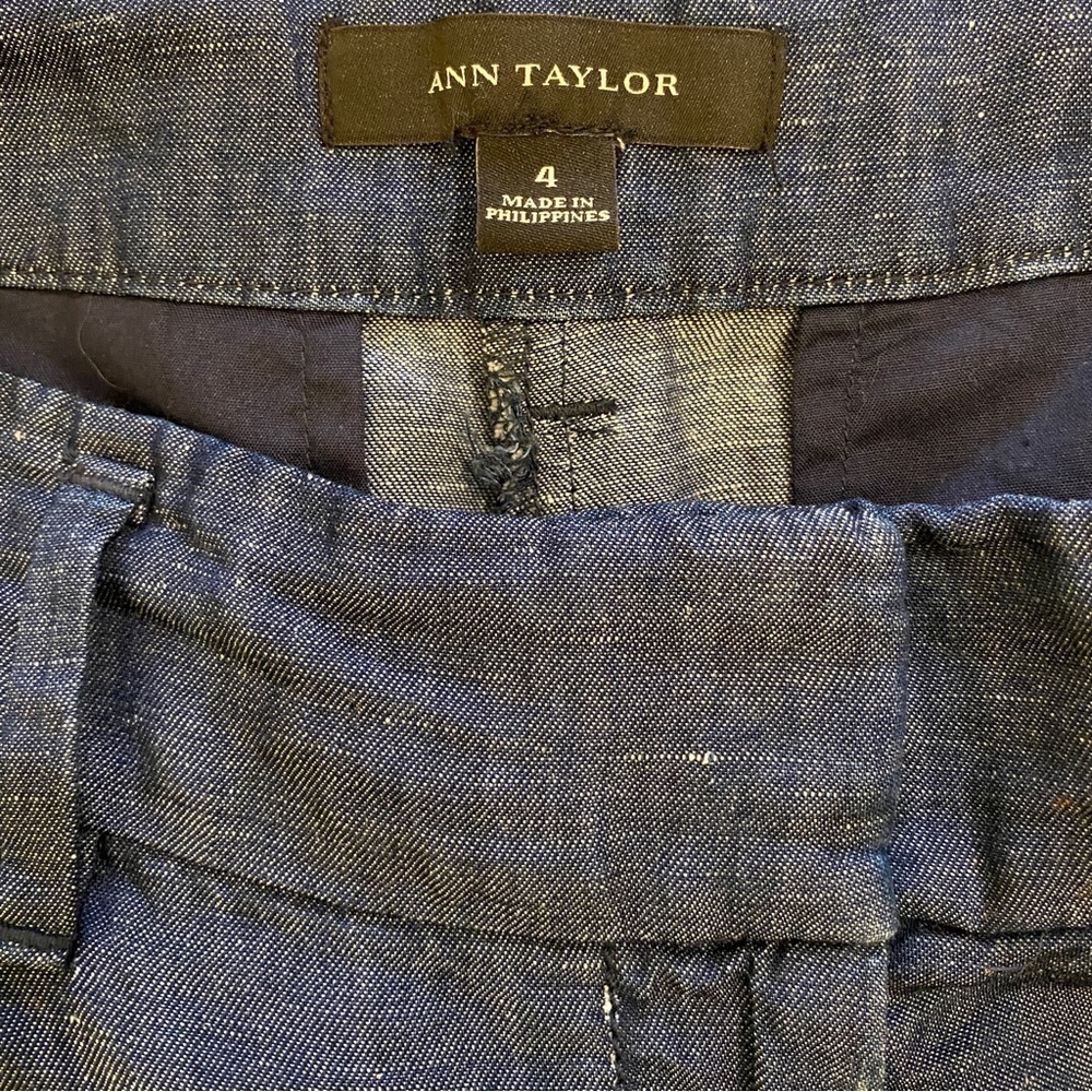 Ann Taylor Size 4 Lyocell / Linen Blend Pants Chambray Blue Womens Mid Rise - Picture 10 of 15
